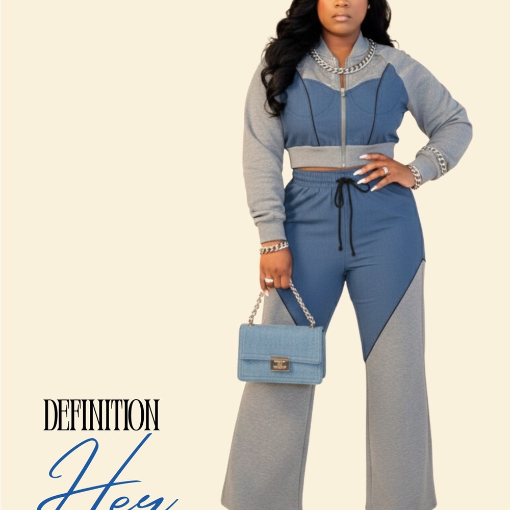 Women's Blue and Gray Jumpsuit